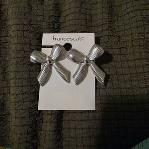 Francesca's Collections Metallic Bow Earrings